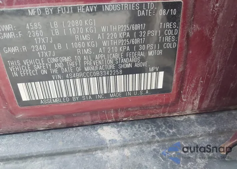 2011 Subaru Outback 2.5I Premium z USA, uszkodzony, nr VIN 4S4BRCCC0B3342258